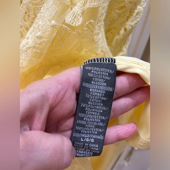 Tags on, sunshine yellow, lace dress, side zipper, size L. - Picture 7 of 12